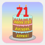 [ Thumbnail: 71st Birthday: Fun Cake and Candles + Custom Name Sticker ]