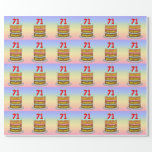 [ Thumbnail: 71st Birthday: Fun Cake and Candles + Custom Name Wrapping Paper ]