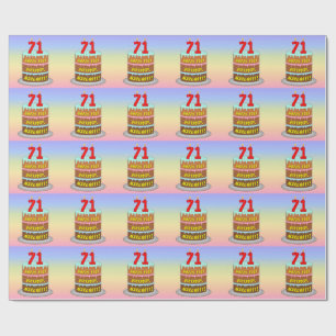 71st Birthday: Fun Cake and Candles + Custom Name Wrapping Paper