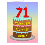 [ Thumbnail: 71st Birthday: Fun Cake & Candles, W/ Custom Name Card ]