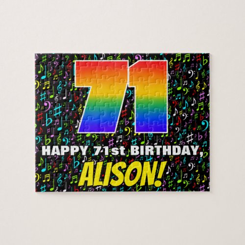 71st Birthday â Fun Colorful Music Symbols  âœ71â Jigsaw Puzzle