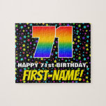 [ Thumbnail: 71st Birthday — Fun, Colorful Star Field Pattern Jigsaw Puzzle ]