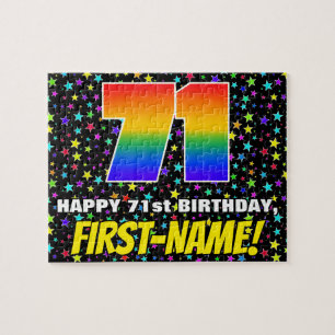 71st Birthday — Fun, Colorful Star Field Pattern Jigsaw Puzzle