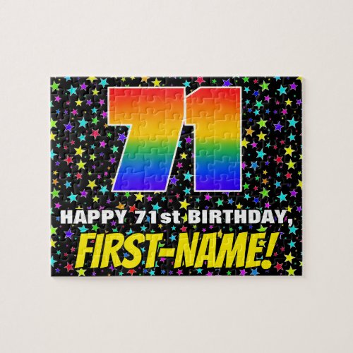 71st Birthday  Fun Colorful Star Field Pattern Jigsaw Puzzle