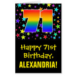 [ Thumbnail: 71st Birthday: Fun, Colorful Stars + Rainbow # 71 Card ]