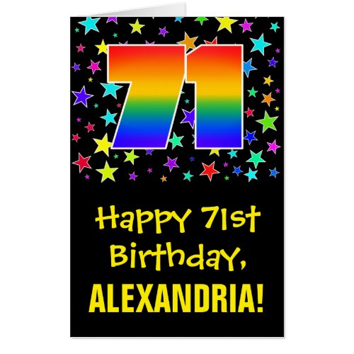 71st Birthday Fun Colorful Stars  Rainbow  71 Card