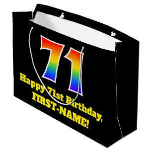 71st Birthday ~ Fun, Colorful, Vibrant, Rainbow 71 Large Gift Bag