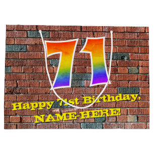71st Birthday: Fun, Graffiti-Inspired Rainbow # 71 Large Gift Bag