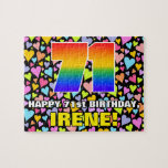 [ Thumbnail: 71st Birthday — Fun, Loving Heart Shapes + “71” Jigsaw Puzzle ]