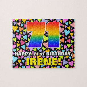 71st Birthday — Fun, Loving Heart Shapes + “71” Jigsaw Puzzle