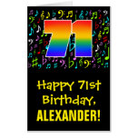 [ Thumbnail: 71st Birthday: Fun Music Symbols + Rainbow # 71 Card ]