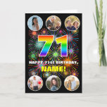 [ Thumbnail: 71st Birthday: Fun Rainbow #, Custom Name & Photos Card ]