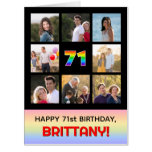 [ Thumbnail: 71st Birthday: Fun Rainbow #, Custom Photos & Name Card ]