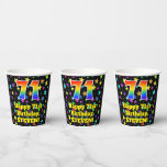 [ Thumbnail: 71st Birthday: Fun Stars Pattern and Rainbow 71 Paper Cups ]