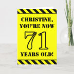 [ Thumbnail: 71st Birthday: Fun Stencil Style Text, Custom Name Card ]