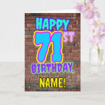[ Thumbnail: 71st Birthday - Fun, Urban Graffiti Inspired Look Card ]