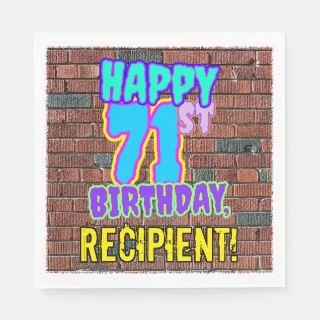 71st Birthday ~ Fun, Urban Graffiti Inspired Look Napkins (Front)