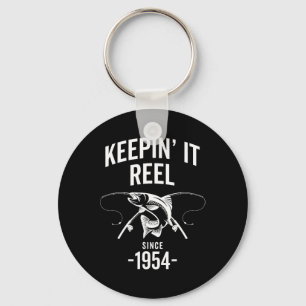 71st Birthday Keepin It Reel Since 1954 Fishing Fi Keychain