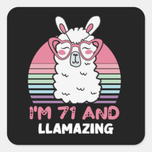 71st Birthday Llamazing Llama 71 Year Old Birthday Square Sticker