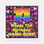 [ Thumbnail: 71st Birthday: Loving Hearts Pattern, Rainbow # 71 Napkins ]