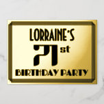 [ Thumbnail: 71st Birthday Party: Art Deco Look “71” and Name Invitation ]