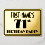 [ Thumbnail: 71st Birthday Party — Art Deco Look “71” + Name Invitation ]