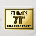 [ Thumbnail: 71st Birthday Party — Art Deco Style “71” & Name Invitation ]