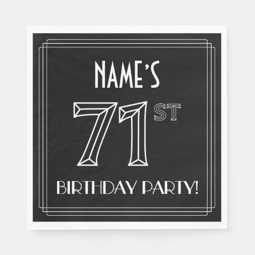 71st Birthday Party Art Deco Style  Custom Name Napkins