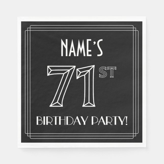 71st Birthday Party: Art Deco Style + Custom Name Napkins (Front)