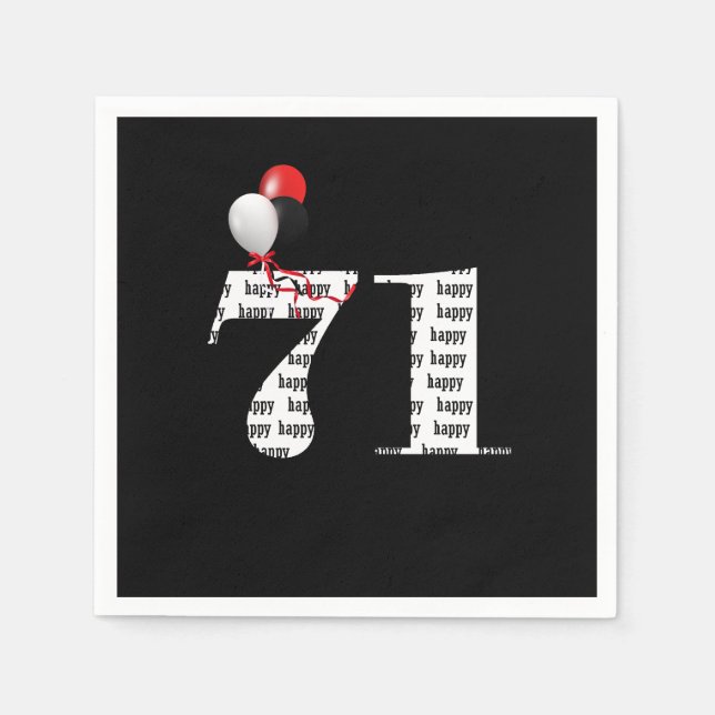 71st Birthday party balloons Napkins (Front)
