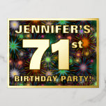 [ Thumbnail: 71st Birthday Party: Bold, Colorful Fireworks Look Postcard ]