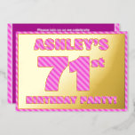 [ Thumbnail: 71st Birthday Party — Bold, Fun, Pink Stripes # 71 Invitation ]
