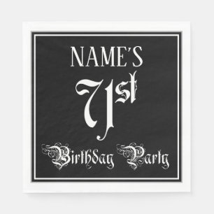 71st Birthday Party — Fancy Script + Custom Name Napkins