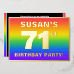 [ Thumbnail: 71st Birthday Party: Fun, Colorful Rainbow Pattern Invitation ]