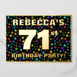 [ Thumbnail: 71st Birthday Party — Fun, Colorful Stars Pattern Invitation ]