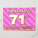 [ Thumbnail: 71st Birthday Party — Fun Pink Hearts and Stripes Invitation ]