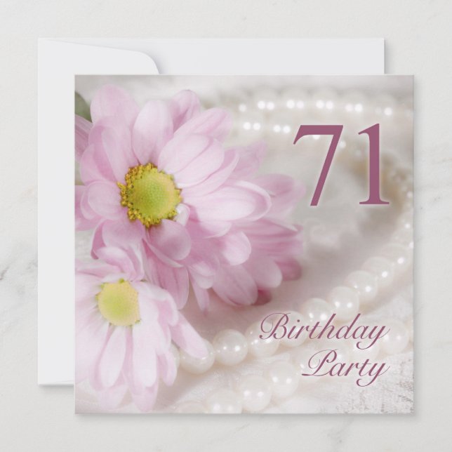 71st Birthday party invitation with daisies (Front)