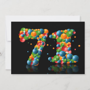 71st Birthday party, with bubbles and balls Invitation