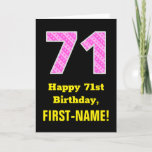 [ Thumbnail: 71st Birthday: Pink Stripes and Hearts "71" + Name Card ]