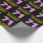 [ Thumbnail: 71st Birthday: Pink Stripes and Hearts "71" + Name Wrapping Paper ]