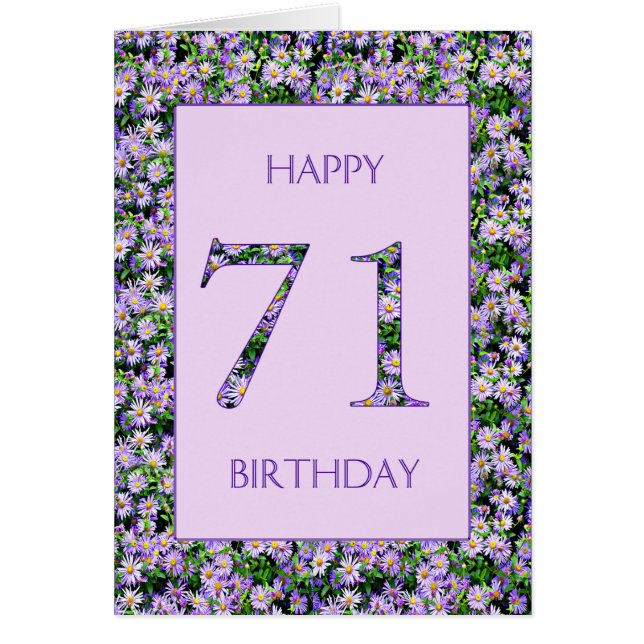 71st Birthday Purple Daisies Cards (Front)
