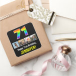 [ Thumbnail: 71st Birthday: Rainbow “71”; Custom Photos & Name Sticker ]