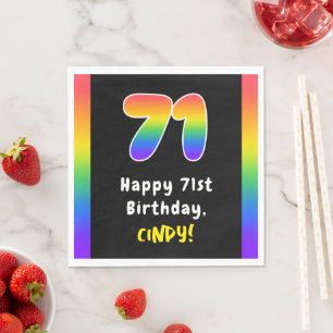 71st Birthday: Rainbow Spectrum # 71, Custom Name Napkins