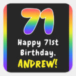 [ Thumbnail: 71st Birthday: Rainbow Spectrum # 71, Custom Name Sticker ]
