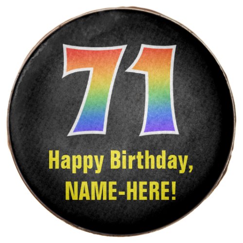 71st Birthday _ Rainbow Spectrum Pattern Number 71 Chocolate Covered Oreo