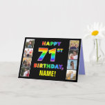 [ Thumbnail: 71st Birthday: Rainbow Text, Custom Photos & Name Card ]