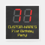 [ Thumbnail: 71st Birthday: Red Digital Clock Style "71" + Name Napkins ]
