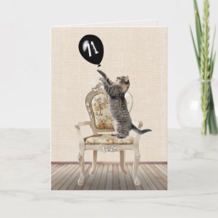 71st Birthday Tabby Cat on Chair Card