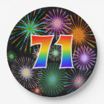 [ Thumbnail: 71st Event - Fun, Colorful, Bold, Rainbow 71 Paper Plates ]