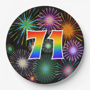 71st Event - Fun, Colorful, Bold, Rainbow 71 Paper Plates